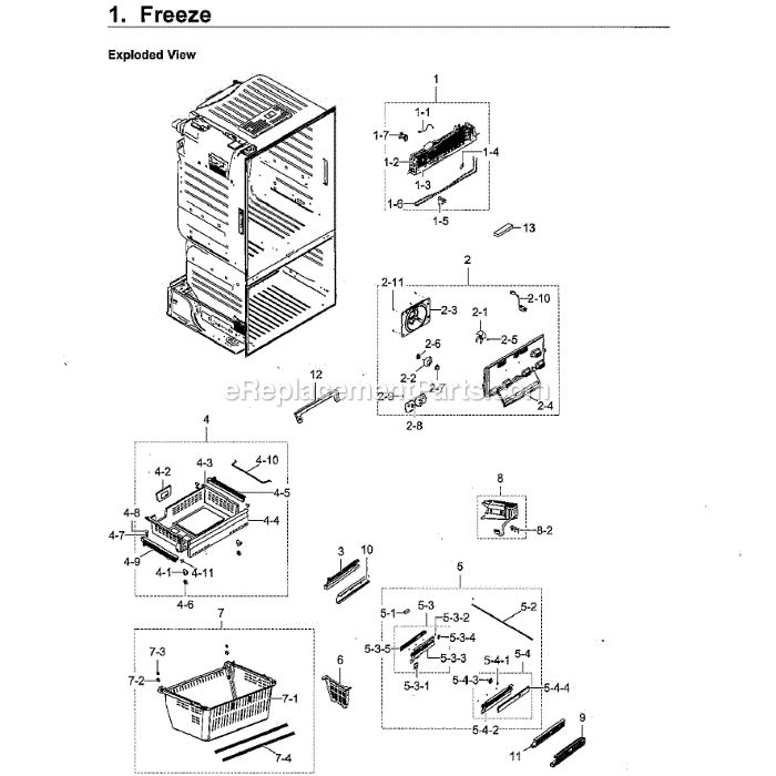 Samsung RF23HCEDBWW (AA-13) Refrigerator Freezer Diagram