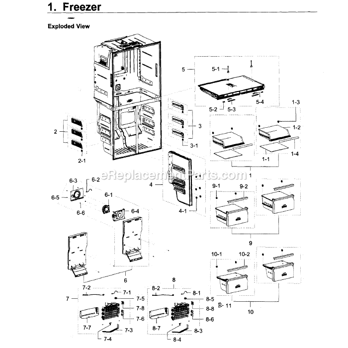 Samsung RF23J9011SR (AA)(0007) Refrigerator Freezer Diagram