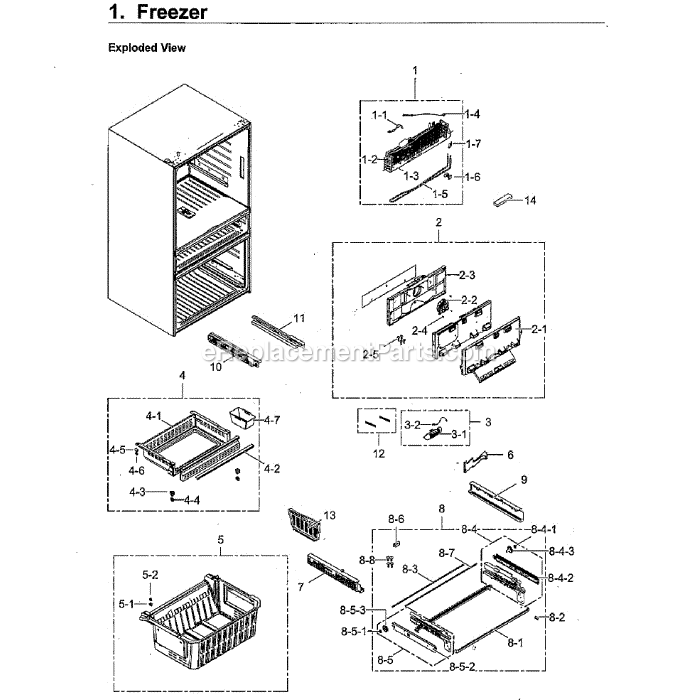Samsung RF23M8590SR (AA-00) Refrigerator Freezer Diagram