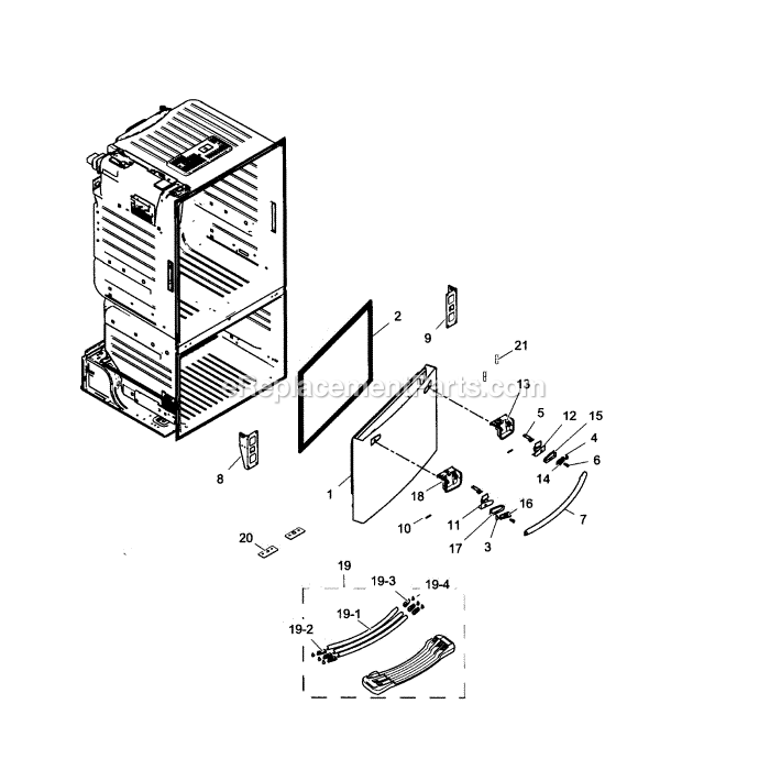 Samsung RF260BEAEBC (AA-01) Refrigerator Freezer Door Diagram