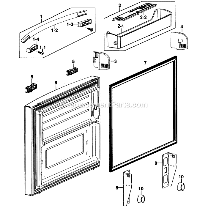 Samsung RF267AABP (XAA-00) Refrigerator Freezer Door Diagram