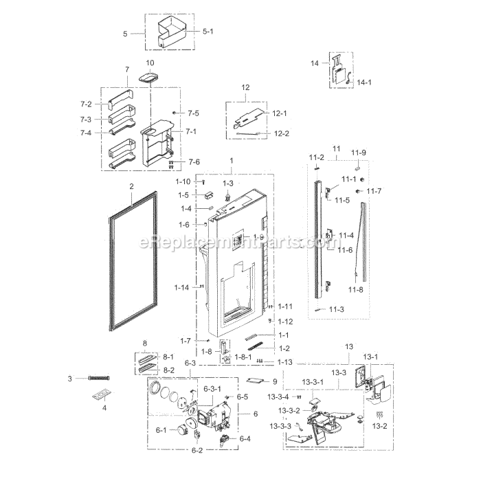 Samsung RF34H9950S4 (AA)(0002) Refrigerator Fridge Door L Diagram