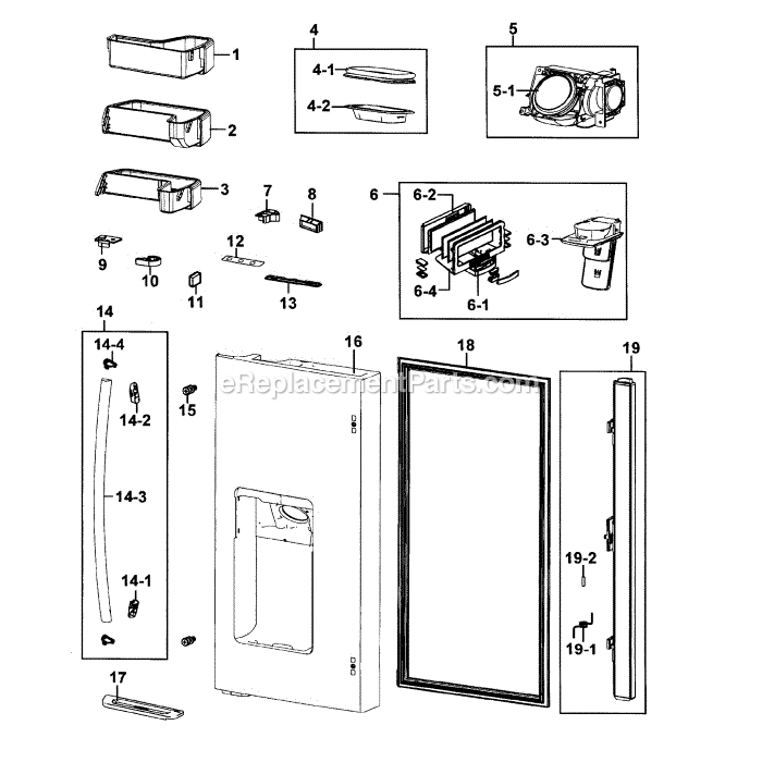 Samsung RF4289HARS (XAA-01) Refrigerator Door Left Diagram