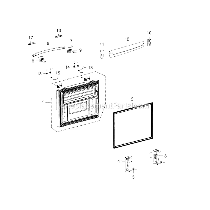 Samsung RFG237AABP (XAA-02) Refrigerator Freezer Door Diagram
