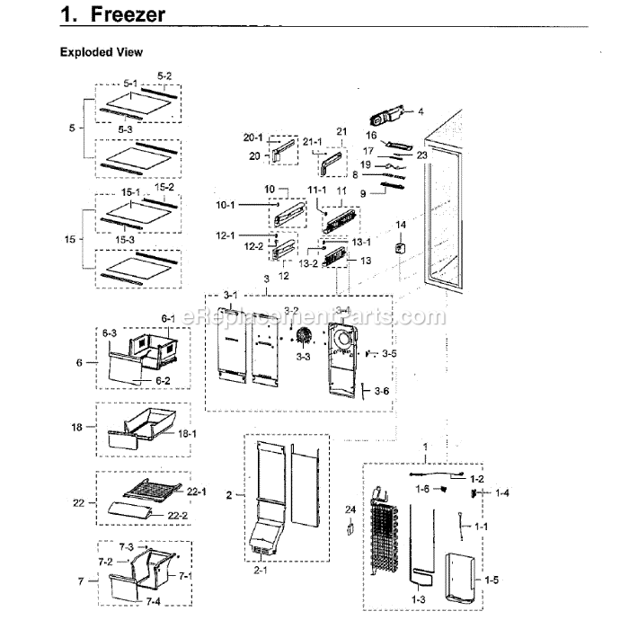 Samsung RH22H9010SR (AA-05) Refrigerator Freezer Diagram