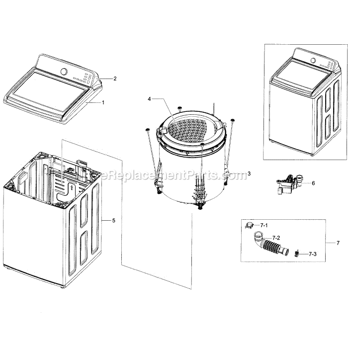 Samsung WA45H7000AP (A2-00) Washer Main Assembly Diagram