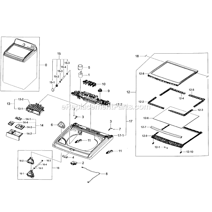 Samsung WA45H7200AP (A2-03) Washer Cover-Top Diagram