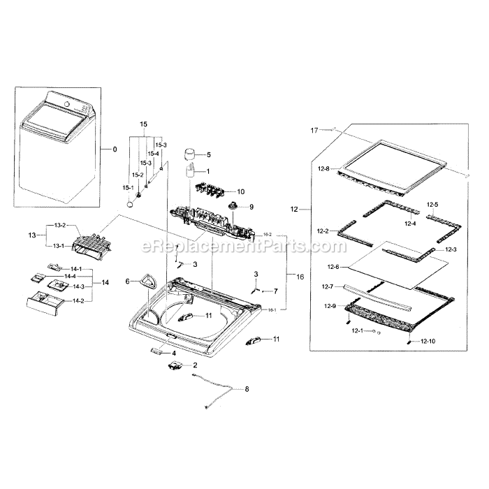 Samsung WA45H7200AW (A2-00) Washer Cover Top Diagram