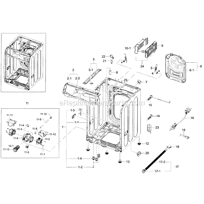 Samsung WF42H5200AP (A2-00) Washer Frame And Cover Diagram