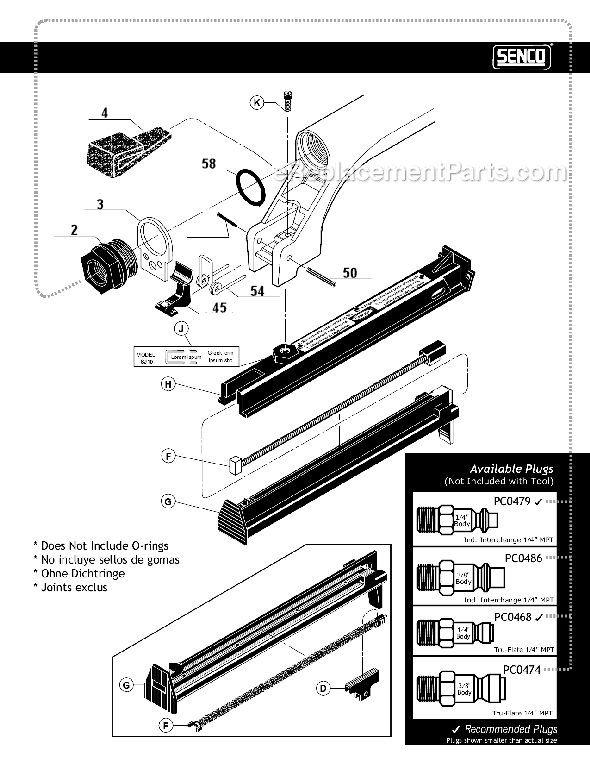 Senco SJS Fine Wire Stapler Page B Diagram