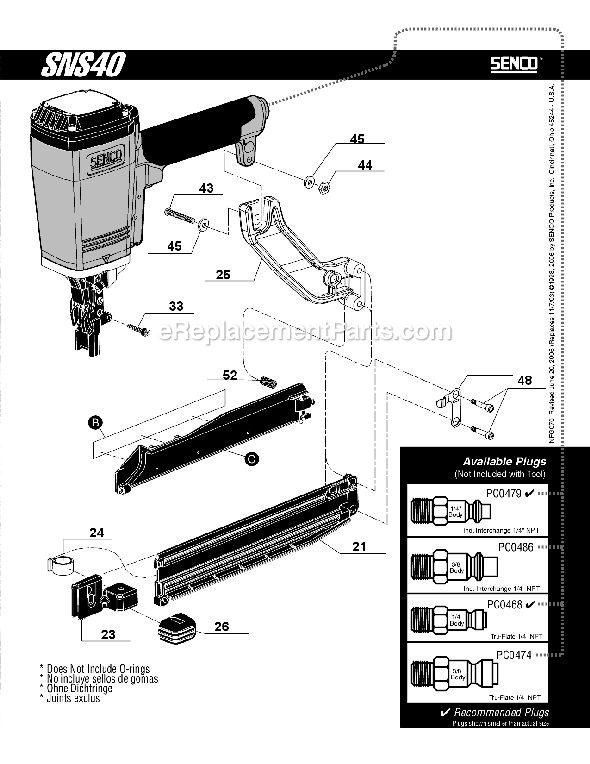 Senco SNS40 Rugged Duty Stapler Page B Diagram