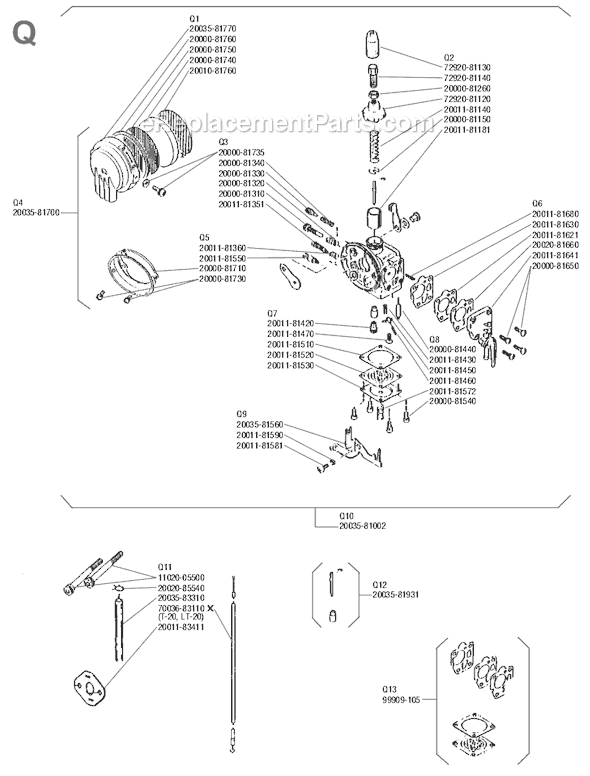 Shindaiwa C-20 Brushcutter Page Q Diagram