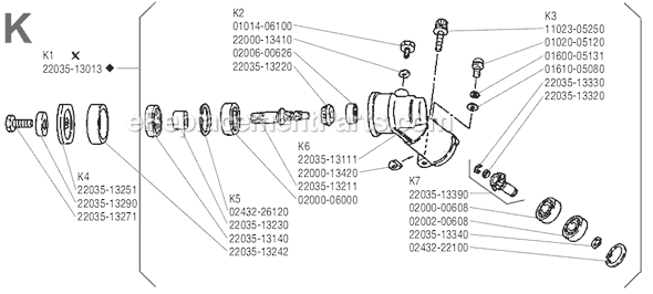 Shindaiwa F-18 Trimmer Page K Diagram