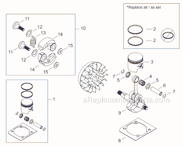 Shindaiwa T242 Trimmer Piston/Clutch Diagram