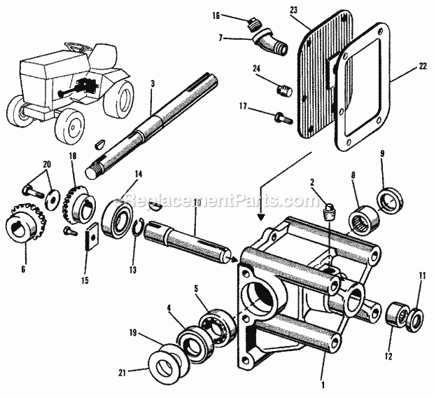 Simplicity 1600154 312D, 12Hp Tractor Bevel Gear Box Group (1505I06) Diagram