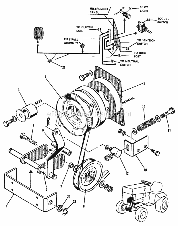 Simplicity 1600154 312D, 12Hp Tractor Front PTO Group - Electric (1505I18) Diagram