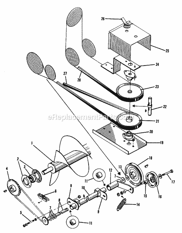 Simplicity 1600154 312D, 12Hp Tractor Snowthrower Drive Group (1505I56) Diagram