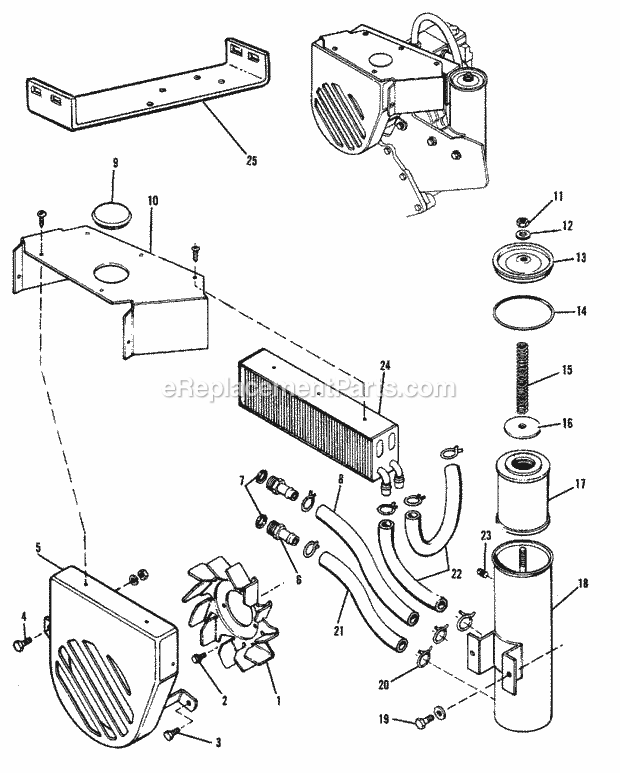 Simplicity 1600155 312H, 12Hp Hydro Cooling System Group - Hydrostatic (1505I16) Diagram