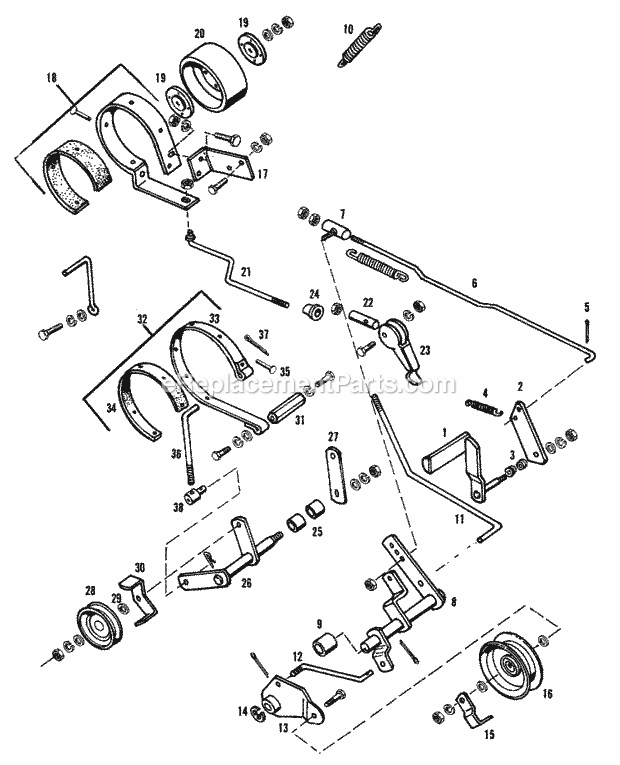 Simplicity 1600259 Lawn Tractor Controls Group - Clutch  Brake (1506I30) Diagram