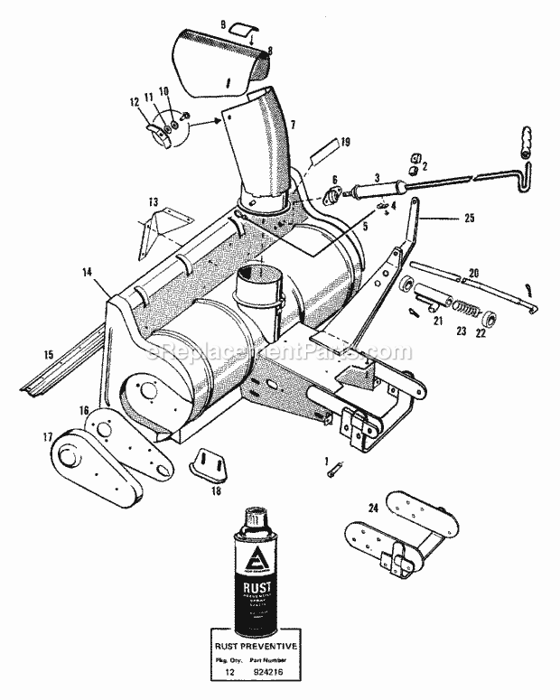 Simplicity 1600259 Lawn Tractor 36  42 Snowthrower Group - Housing Hitch  Spout (1506I60) Diagram