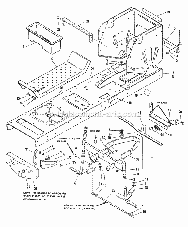 Simplicity 1690173 4008, 8Hp Gear W36In Mower And Frame  Front Axle Group(4008-4108-4208) Diagram