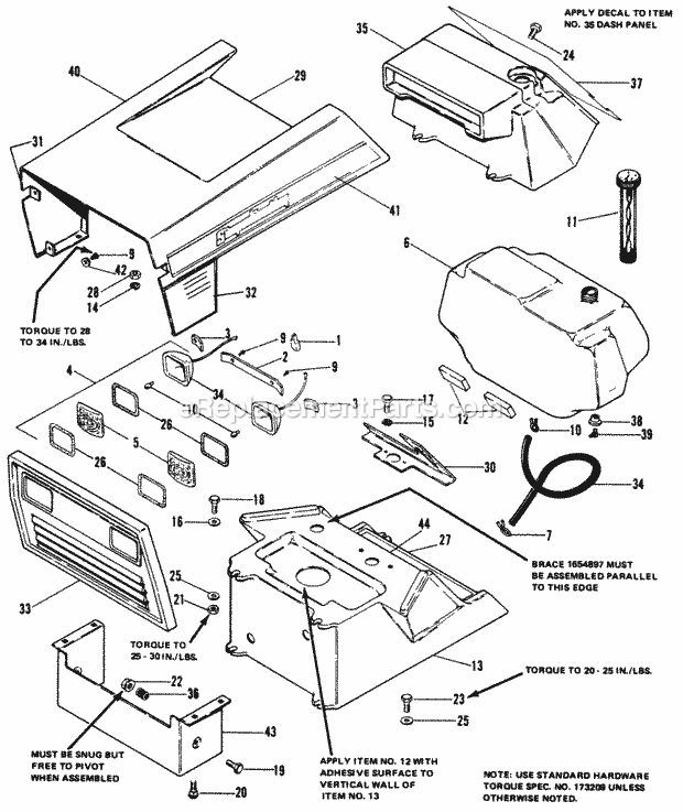 Simplicity 1690176 4208, 8Hp Gear W36In Mower And Hood Grille  Dash Group (4208) Diagram