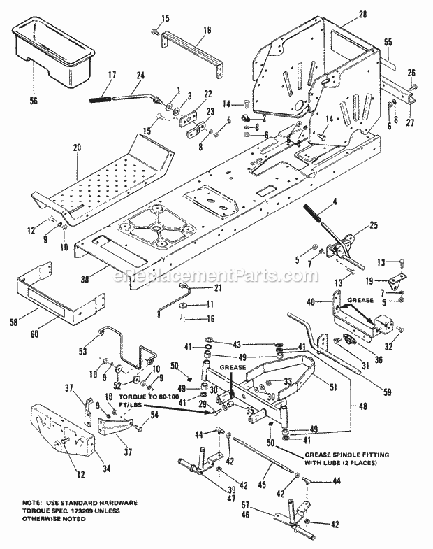 Simplicity 1690200 6008, 8Hp Tractor And 36In Mow Main Frame  Front Axle Group (6008  6011) Diagram