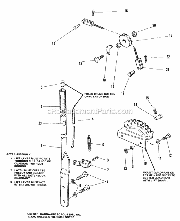 Simplicity 1690204 7010, 10Hp 6-Speed Lift Lever  Cable Group (7010  7016) Diagram