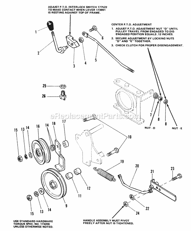 Simplicity 1690204 7010, 10Hp 6-Speed PTO Control Group (7010  7016) Diagram