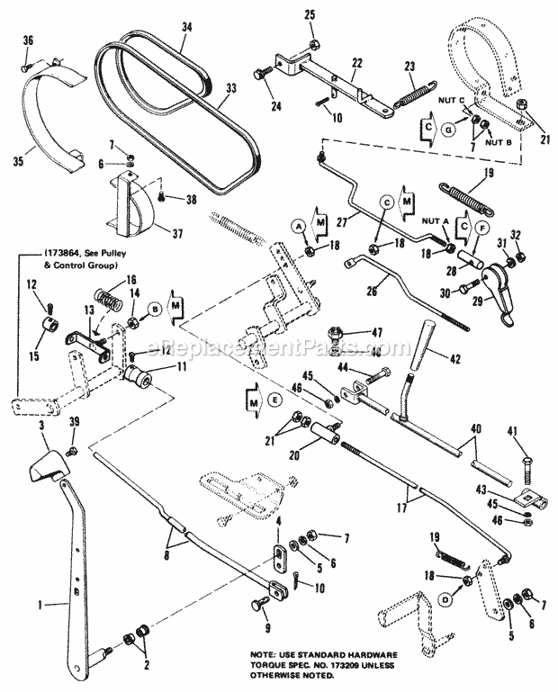 Simplicity 1690216 712S Tractor Shuttle Control  Brake Group Diagram