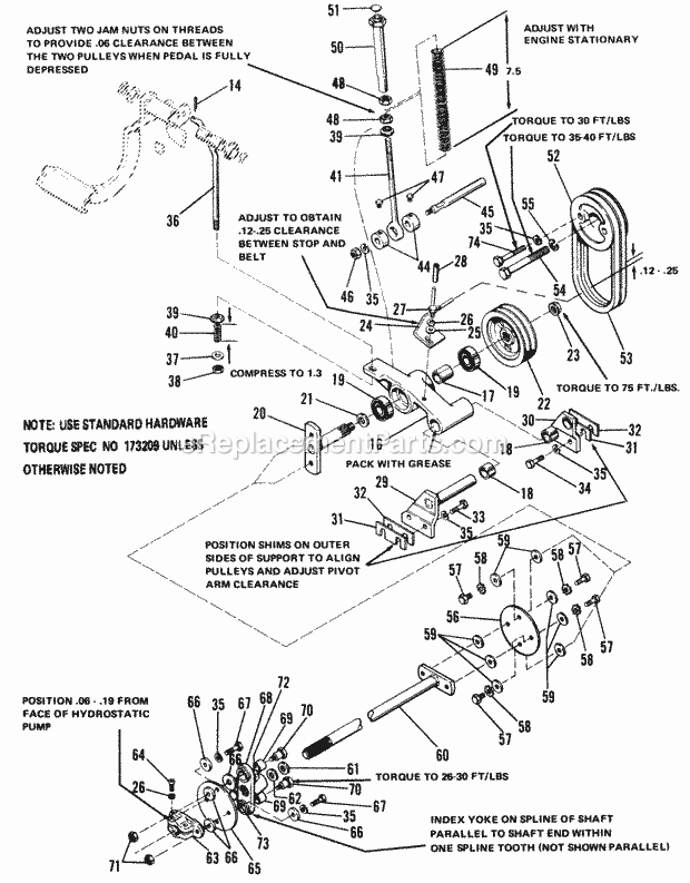 Simplicity 1690231 720, 19.5Hp Hydro Tractor Main Drive  Brake Lever Group - Diagram 2 Diagram