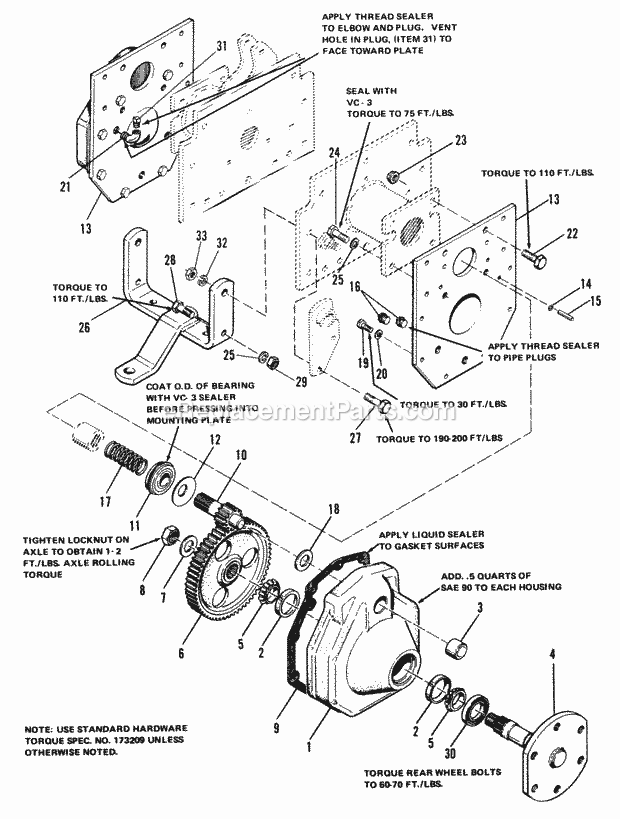 Simplicity 1690283 9020, 19.5Hp, W3 Pt. Hitch& Re Rear Axle Diagram