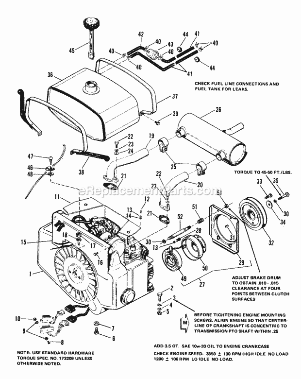 Simplicity 1690283 9020, 19.5Hp, W3 Pt. Hitch& Re Engine Front Clutch  Fuel Group Diagram