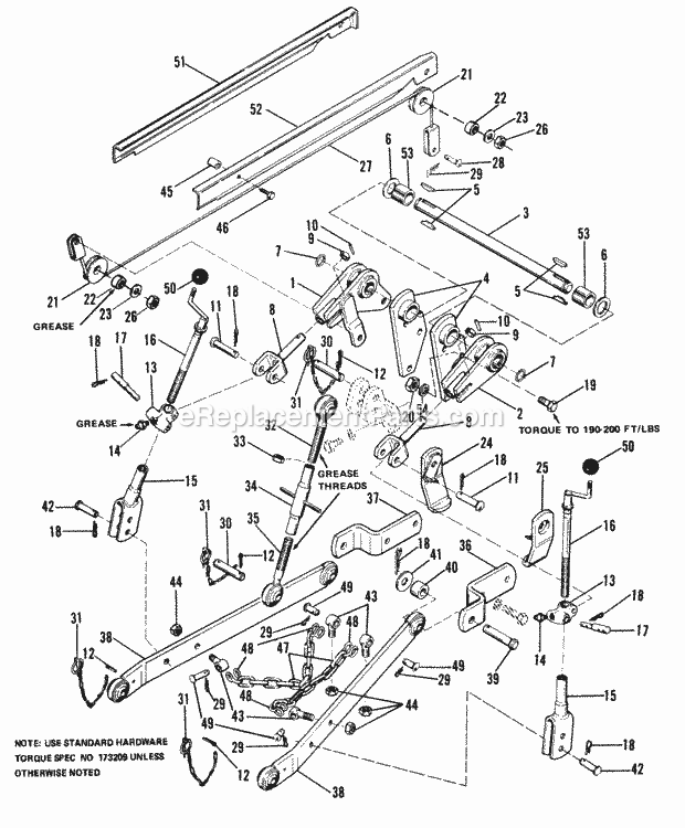 Simplicity 1690283 9020, 19.5Hp, W3 Pt. Hitch& Re Lift  3-Point Hitch Diagram