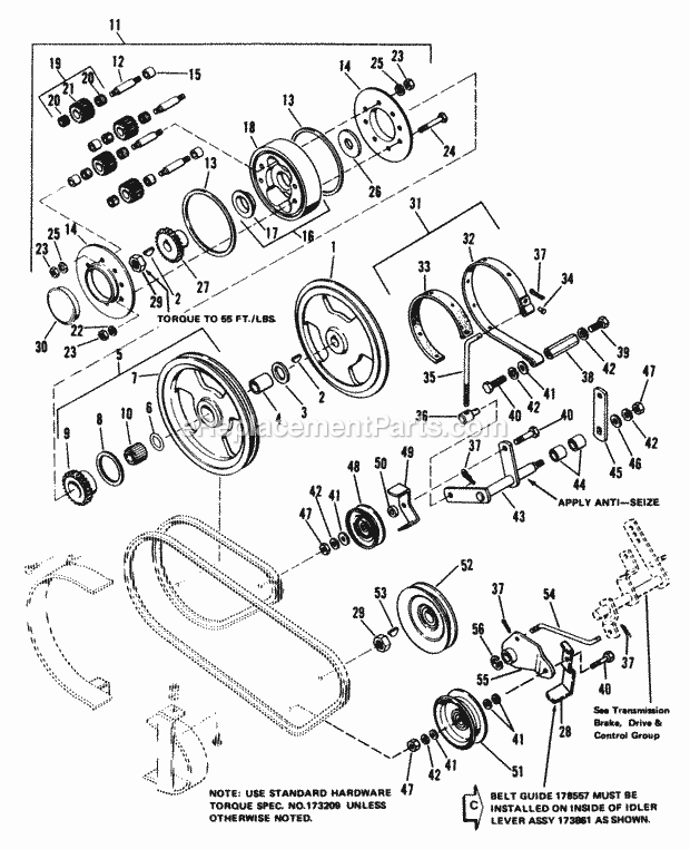 Simplicity 1690337 7014S, 14Hp Shuttle Pulley  Planatary Group Diagram