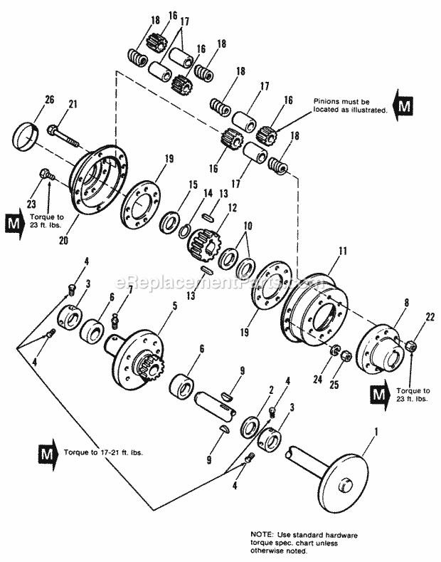 Simplicity 1690483 Garden Tractor Rear Axle  Differential Group Diagram