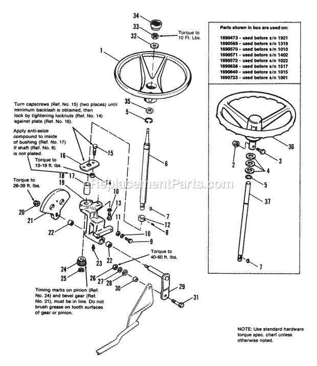 Simplicity 1690484 Garden Tractor Steering Group - Early Models Diagram