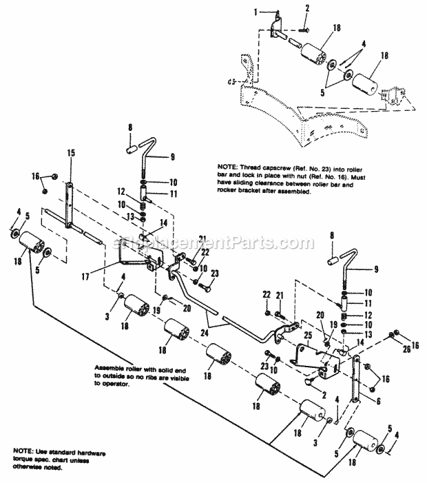 Simplicity 1690521 912H, 12Hp Hydro Tractor 42 Rotary Mower-Height Adjuster  Rollers Group Diagram