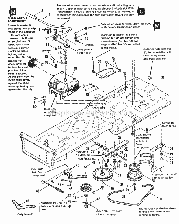 Simplicity 1690537 1036 Sprint, 10Hp 5-Speed Lawn Tractor Engine  Drive Group - Drive Section Diagram