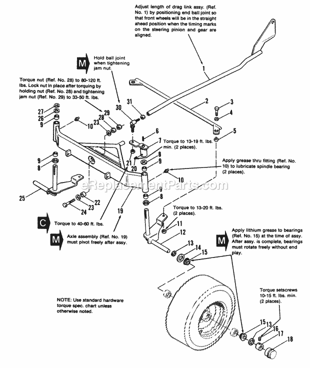 Simplicity 1690568 Garden Tractor Front Axle Group Diagram