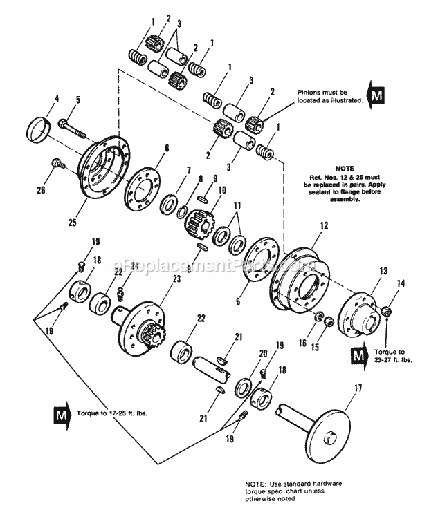 Simplicity 1690569 7116H, 16Hp Hydro Garden Tractor Rear Axle  Differential Group Diagram