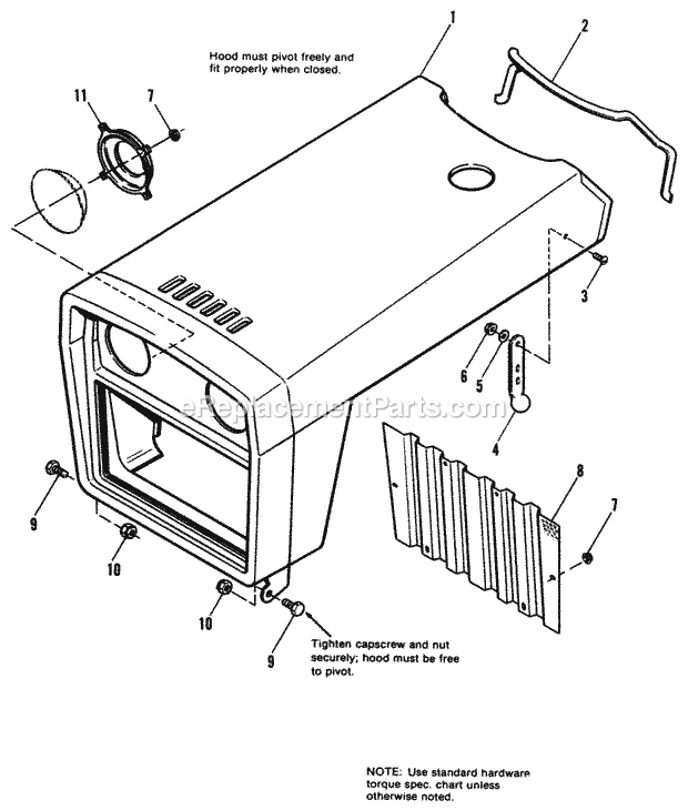 Simplicity 1690576 7112H, 12 Hp Hydro Garden Tractor Hood  Grille Group Diagram