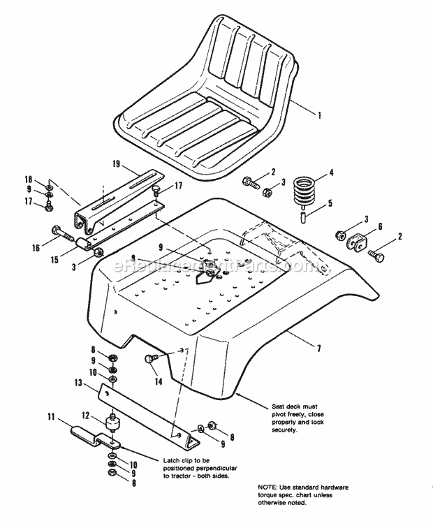 Simplicity 1690576 7112H, 12 Hp Hydro Garden Tractor Seat  Deck Group Diagram