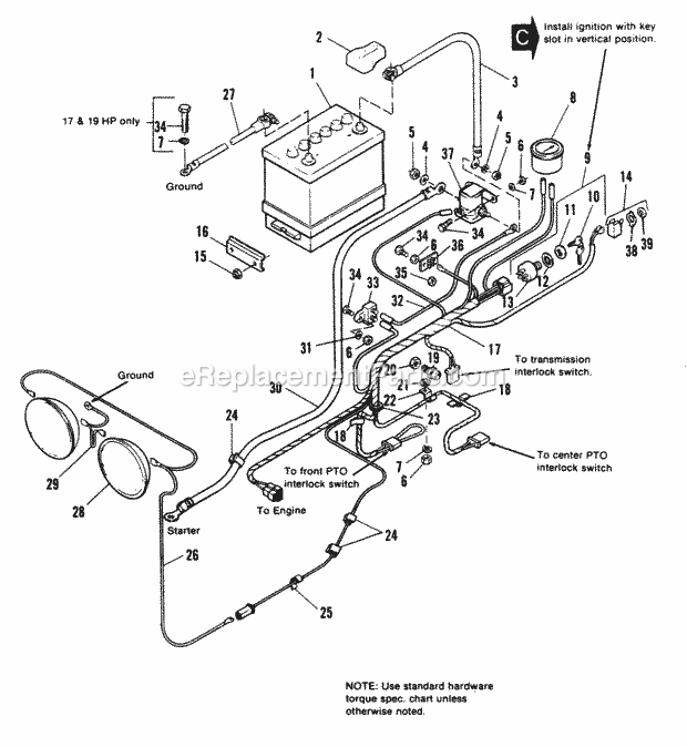 Simplicity 1690576 7112H, 12 Hp Hydro Garden Tractor Electrical Group - 7112 7114 7117  7119 Early Models Diagram