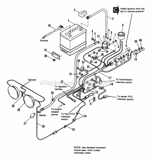 Simplicity 1690577 7116H, 16Hp Hydro Garden Tractor Electrical Group - 7116 Early Models Diagram