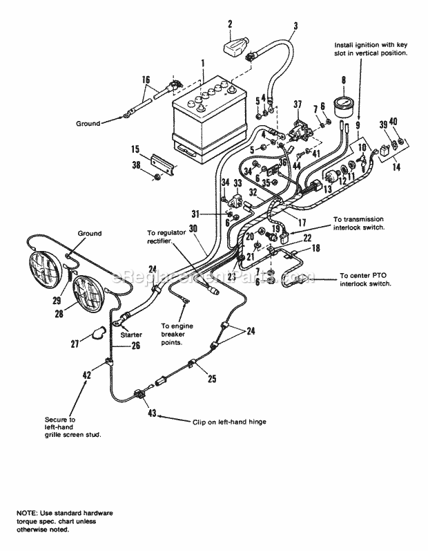 Simplicity 1690577 7116H, 16Hp Hydro Garden Tractor Electrical Group - 7116 Later Models Diagram