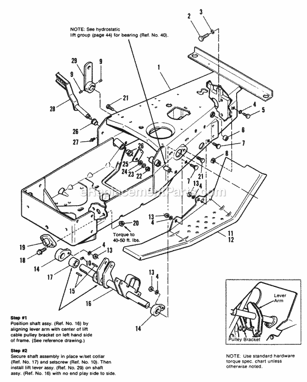 Simplicity 1690577 7116H, 16Hp Hydro Garden Tractor Frame  Footrest Group Diagram