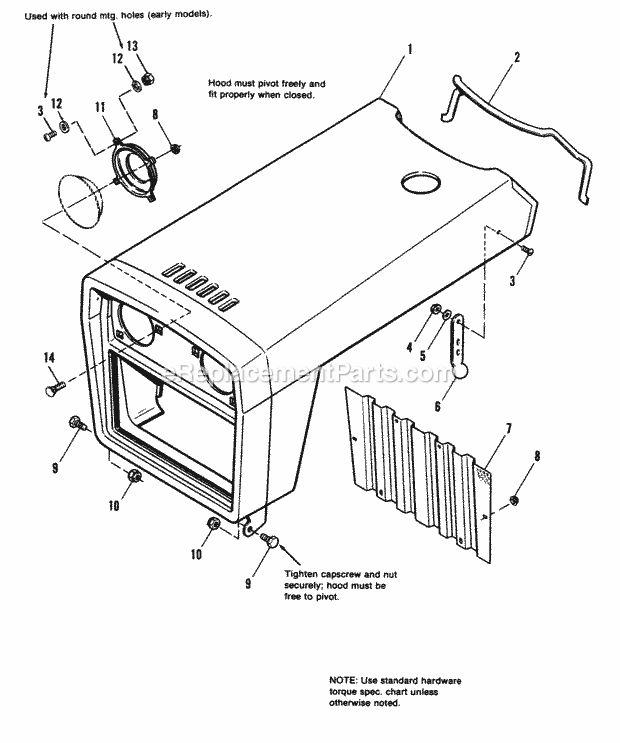 Simplicity 1690577 7116H, 16Hp Hydro Garden Tractor Hood  Grille Group Diagram