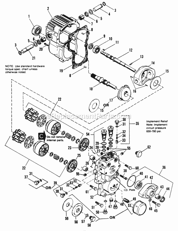 Simplicity 1690577 7116H, 16Hp Hydro Garden Tractor Hydrostatic Pump - Pump Model Nos 107912041240124112241230 Diagram