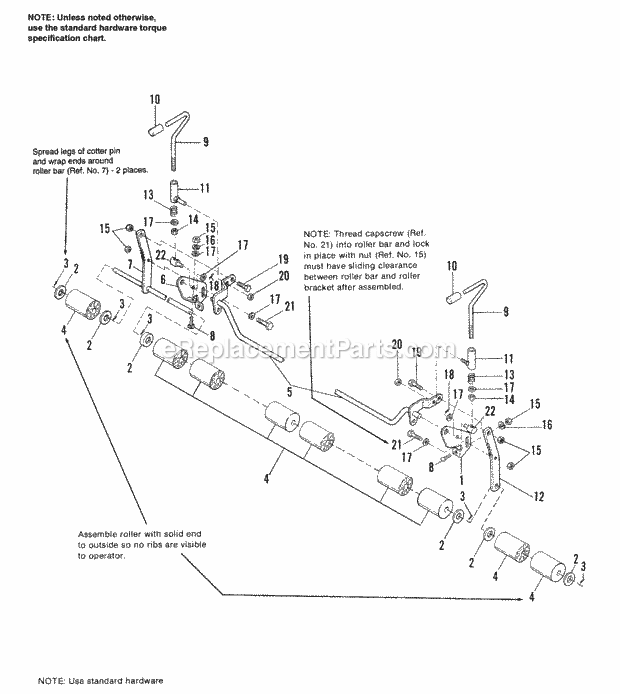 Simplicity 1690577 7116H, 16Hp Hydro Garden Tractor 48 Mower Deck - Height Adjusting  Roller Group Diagram